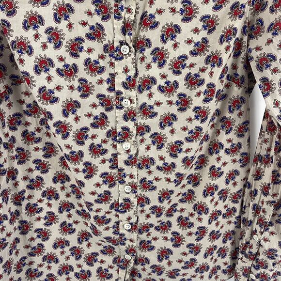 J. Crew Perfect Fit papaya paisley print long sleeve button up shirt sz 4 - Picture 4 of 6